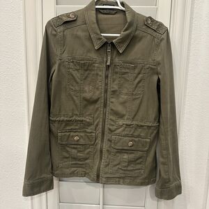 Womens Olive Green Utility Military Field Safari Jacket Full Zip Size Small